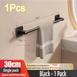 porte serviettes adhésif noir moderne 50cm poli aluminium salle bain