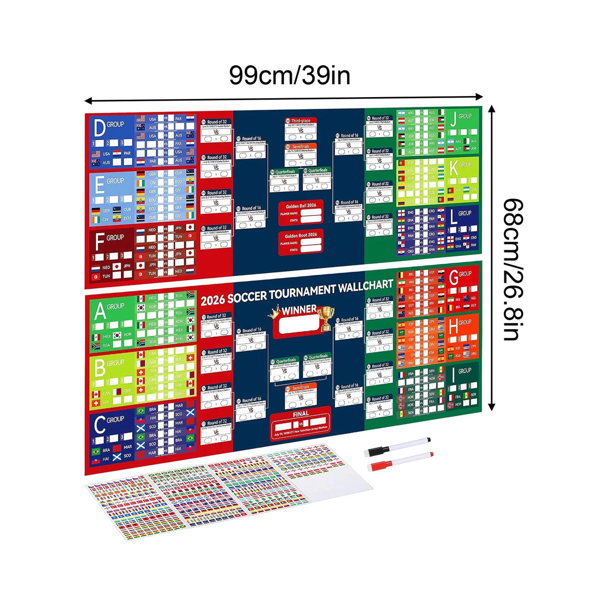 tableau bord football résultats graphique marqueurs autocollants drapeaux rouge bleu vert blanc
