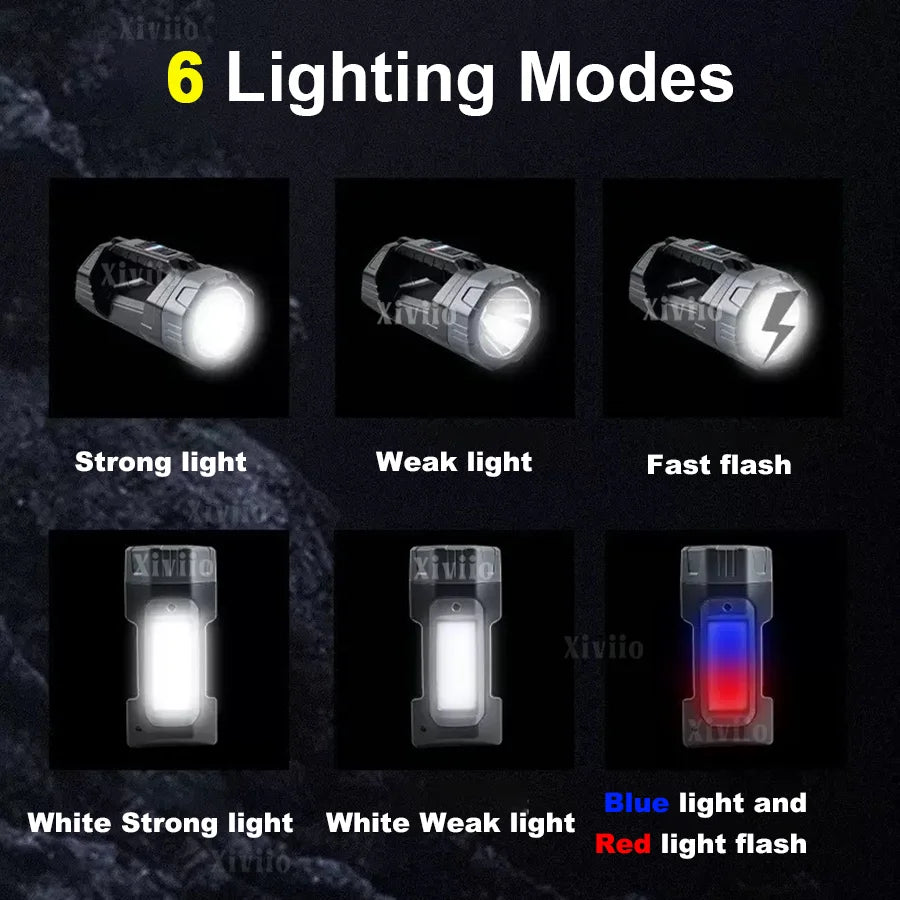 lampe torche led rechargeable solaire noire anti dérapante moderne poignée ergonomique