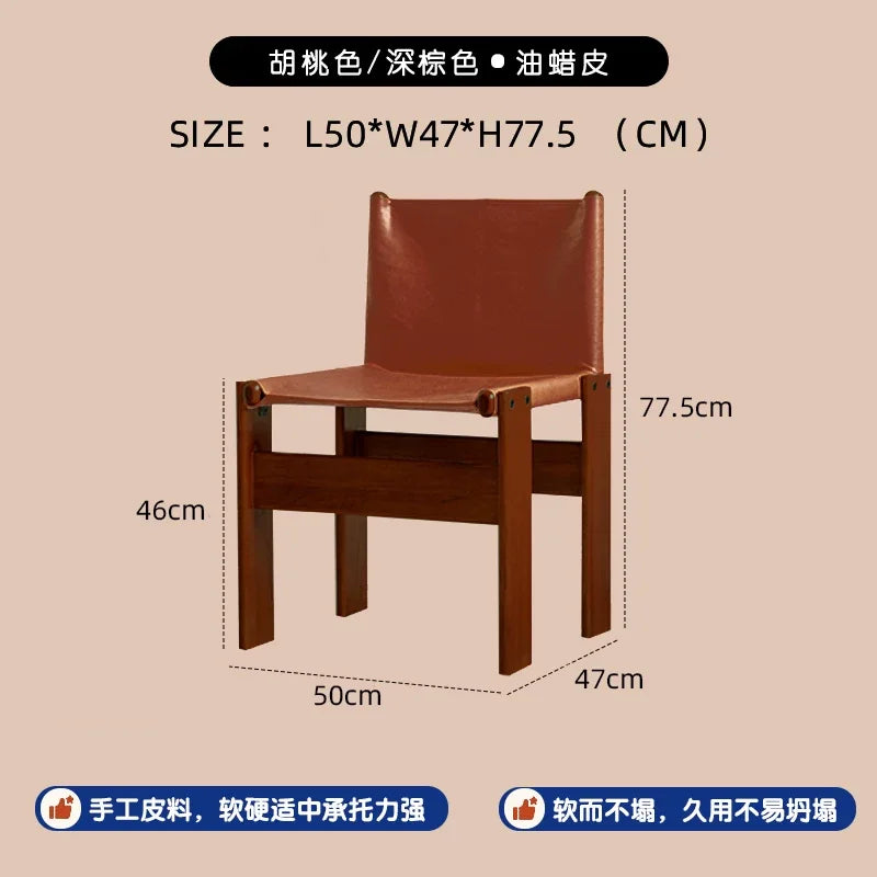 chaise bois chêne cuir assise moderne minimaliste vintage salon famille