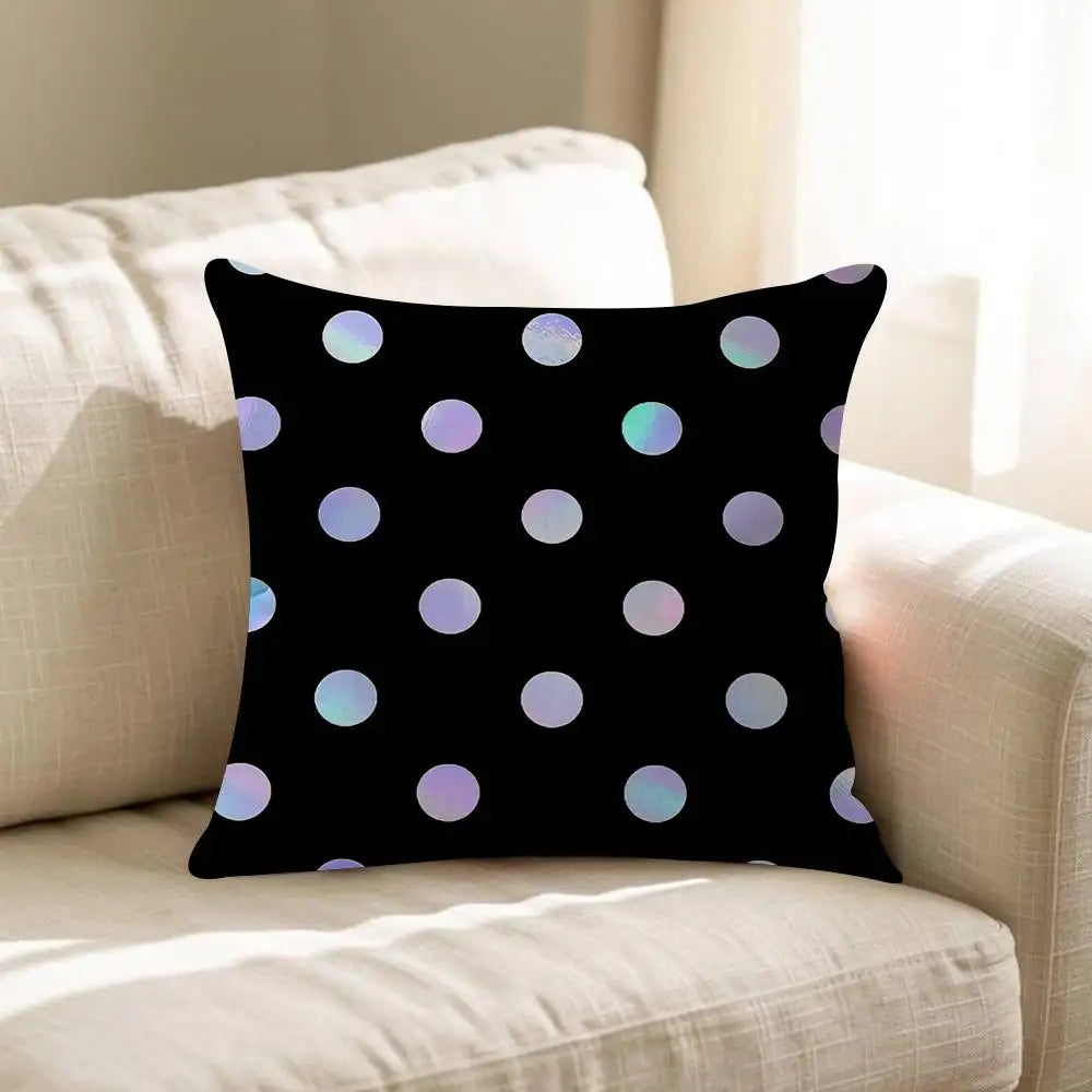 housse coussin carré motif pois animal compagnie moderne polyester coton noir blanc chambre lit
