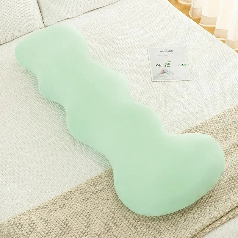 coussin ergonomique colonne polyester microfibre beige bleu clair uni moderne doux lit body support