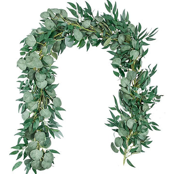 guirlande murale feuilles eucalyptus saule vert naturel rustique 200cm decoration extérieure bohême realiste