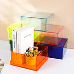 boîtes rangement transparentes réutilisables moderne vert bleu orange violet respectueux environnement pliables cosmétiques objets