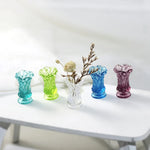 vases résine relief transparents opaques vintage couleurs vert rouge gris bleu violet set 5pcs