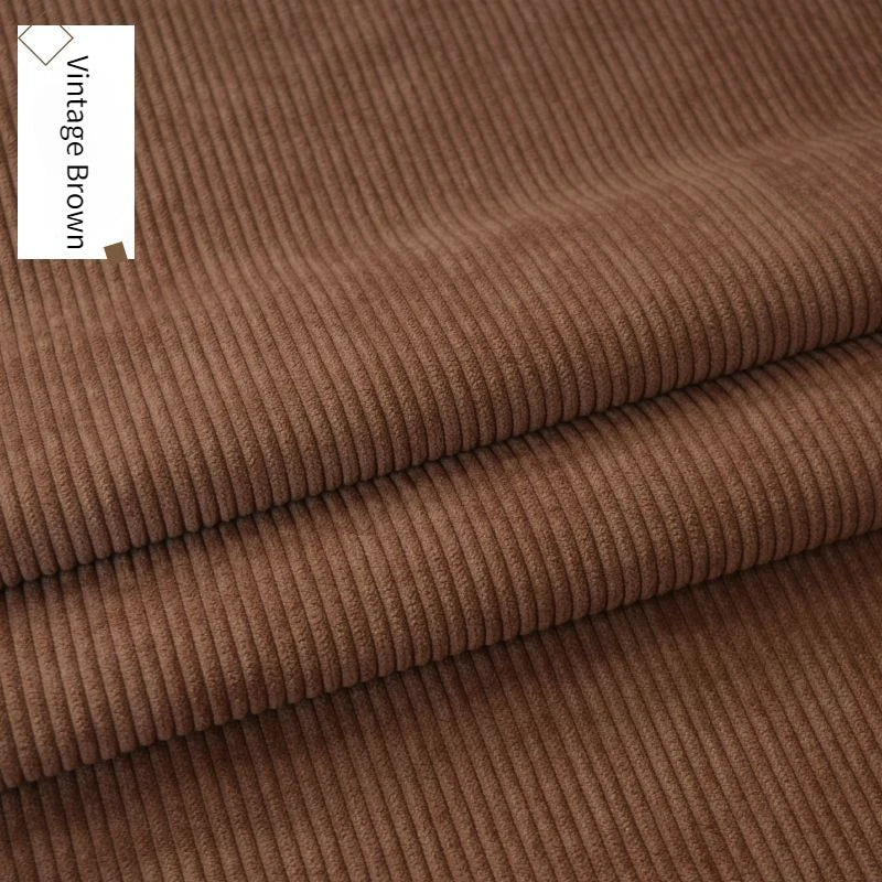 tissu velours côtelé rayures vert olive marron vintage doux chaud polyester coudre maison bricolage