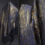 tissu polyester jacquard vert or bleu rouge brillant élégant robe ondulée ligne dorée glamour
