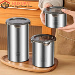 boîtes hermétiques acier inoxydable coffrets alimentaires épices grains couvercle transparent moderne minimaliste