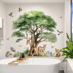sticker mural animal peinture aquarelle deco enfant cerf renard écolier