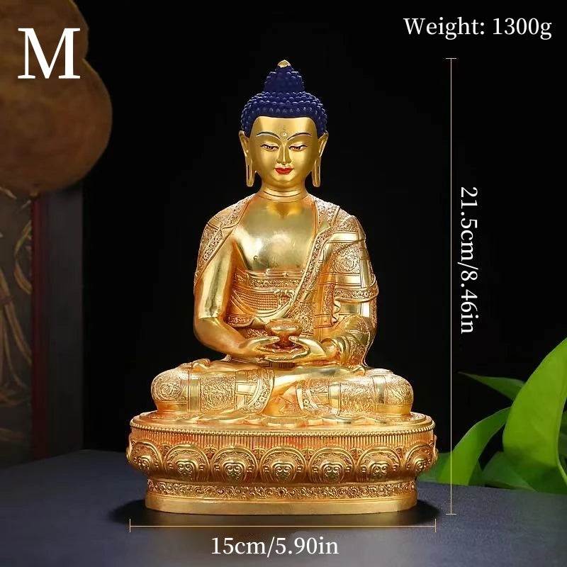 statue bouddha or bleu rouge relief orné tibétain traditionnel asiatique maison prière
