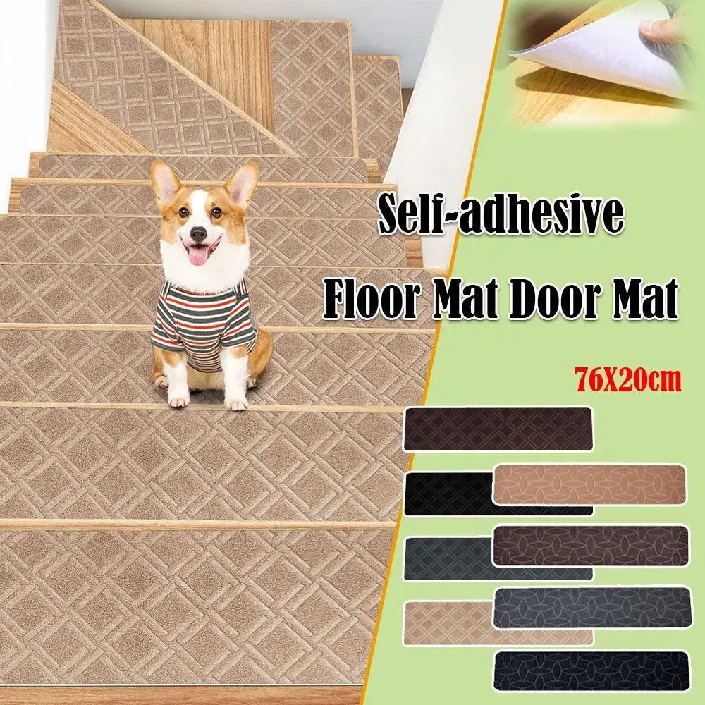 tapis marches escalier marron beige gris motifs géométriques adhésif antidérapantintérieur moderne minimaliste