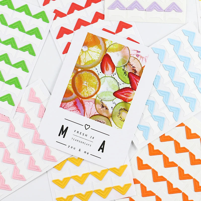 clips photo vintage zigzag multicolore adhésifs cadre album photos DIY pack 48 pièces feuilles