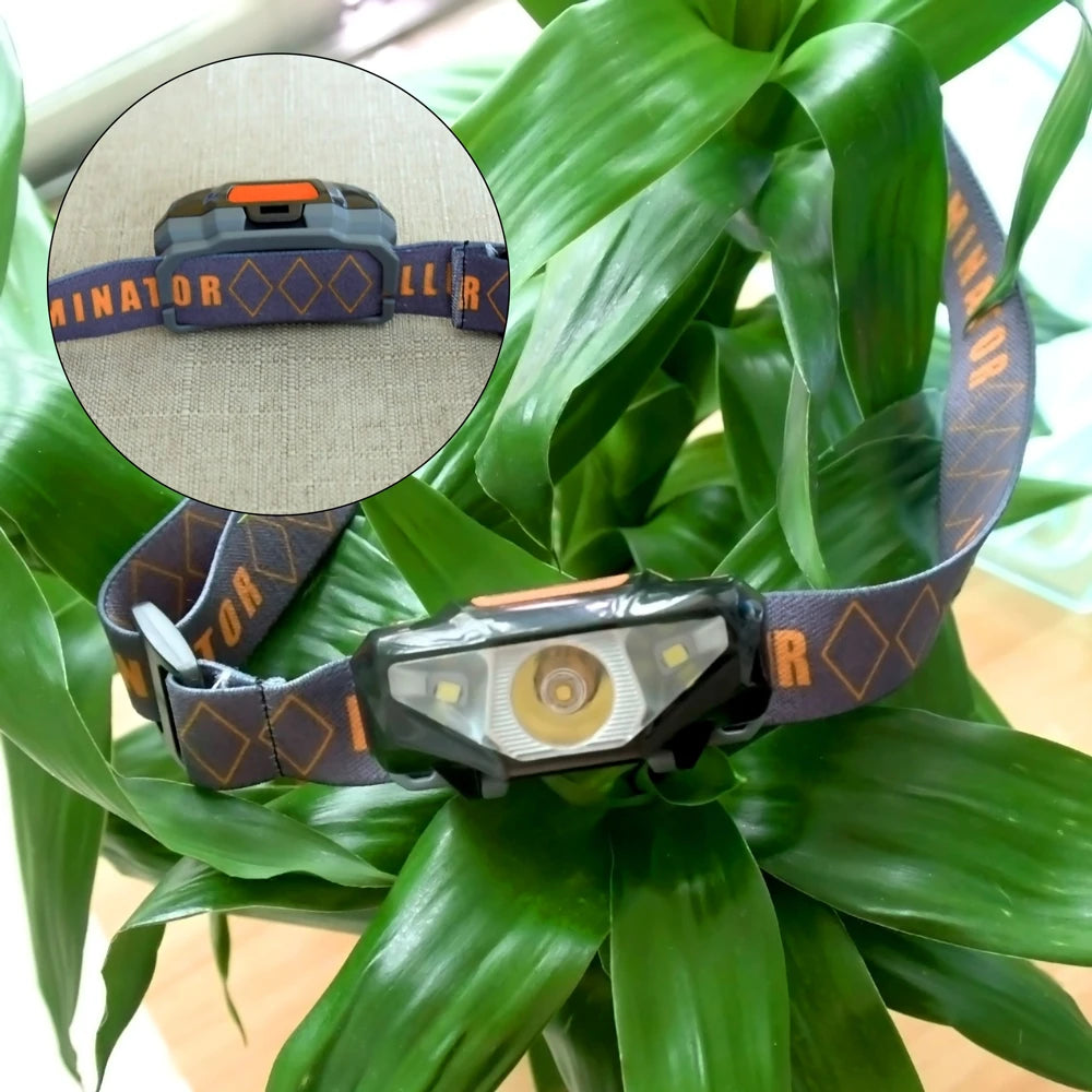 lampe frontale led noire orange violet bandeau elasto réglable mode camping pêche chasse led