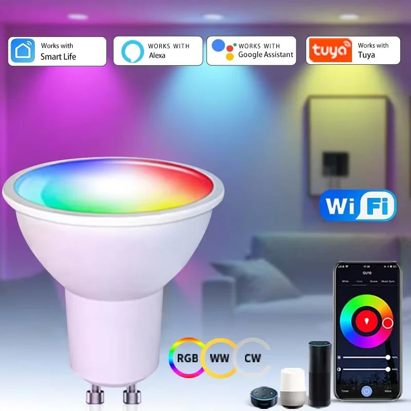 ampoule led gu10 120deg blanc moderne app controle alexa google