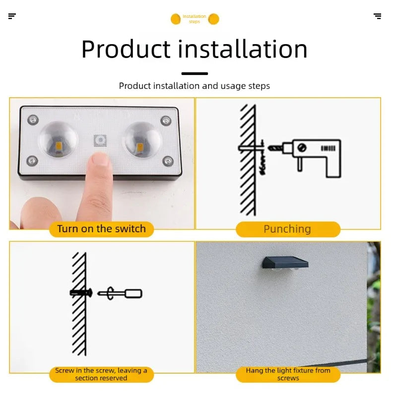 lumière solaire murale autoinstallation extérieure étanche noir blanche moderne led fluxfaible