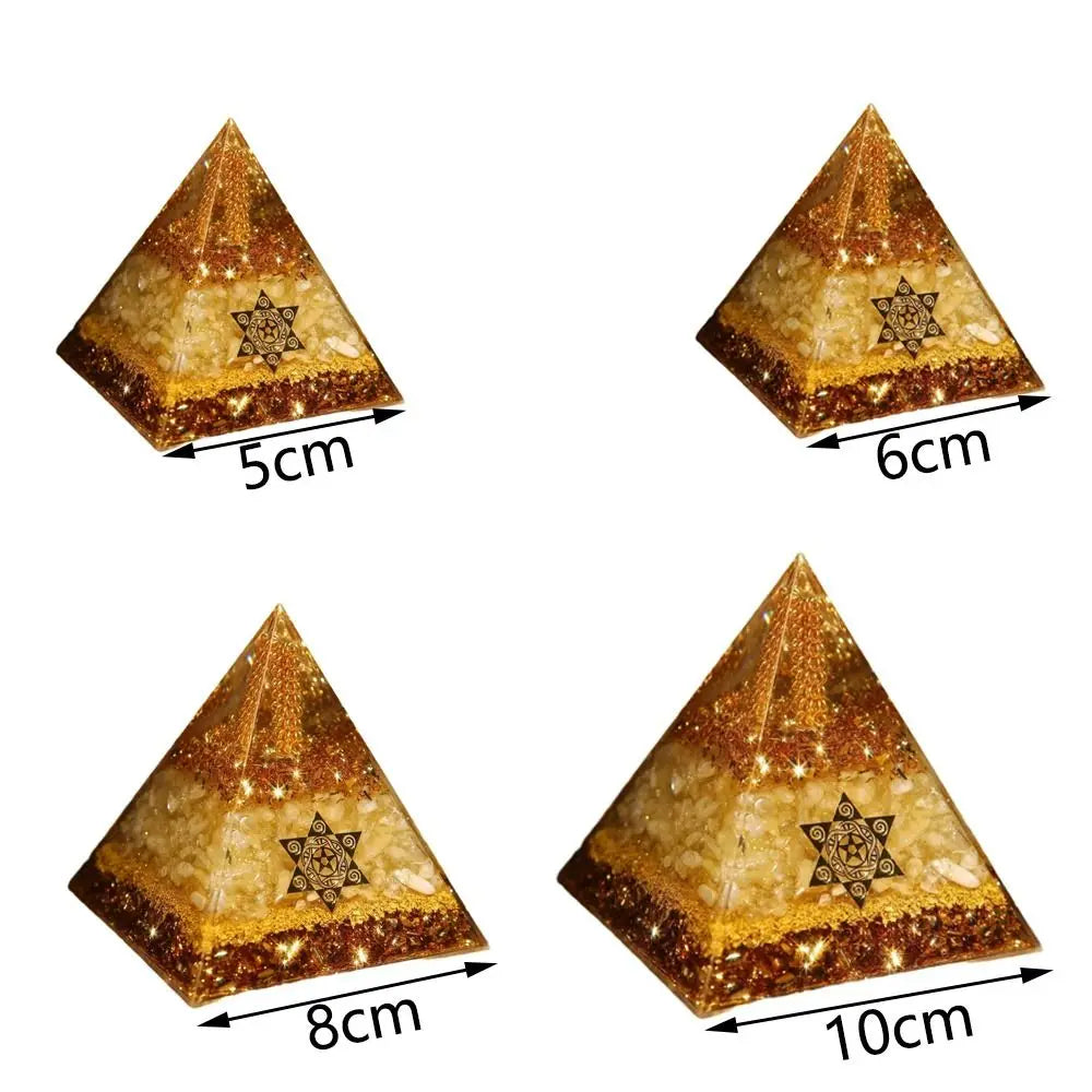pyramide décorative moderne pyramide granulée dorée animal compagnie cube or 8cm 10cm decoration maison