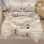ensemble literie floral rose blanc vintage 150x200cm 200x230cm doux 4pièces