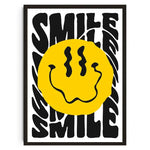 affiche pop art smiley géométrique moderne sans cadre couleur jaune rose bleu verte chambre