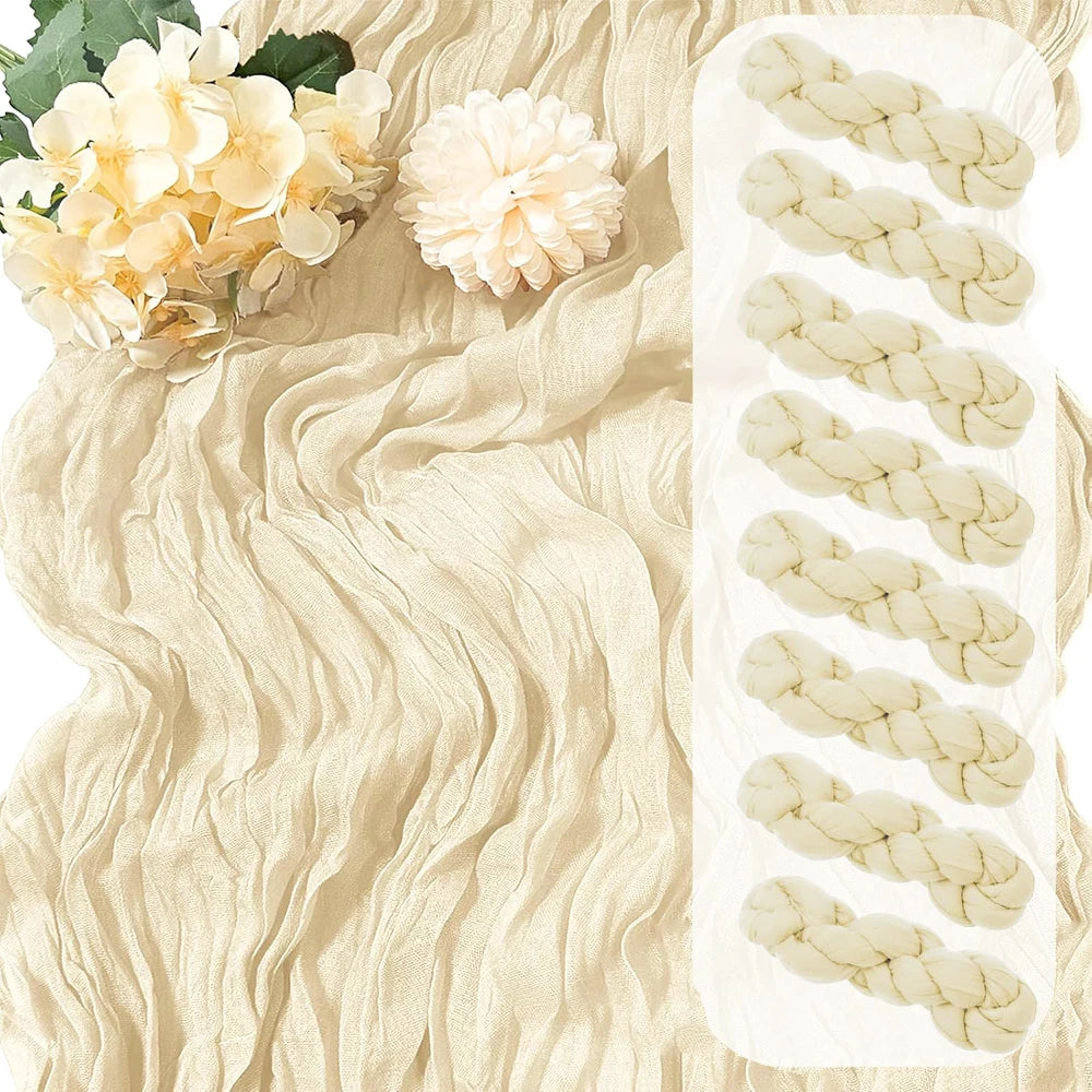 serviette table beige froissée décoration élégante maison mariage réception anniversaire boho rustique festive