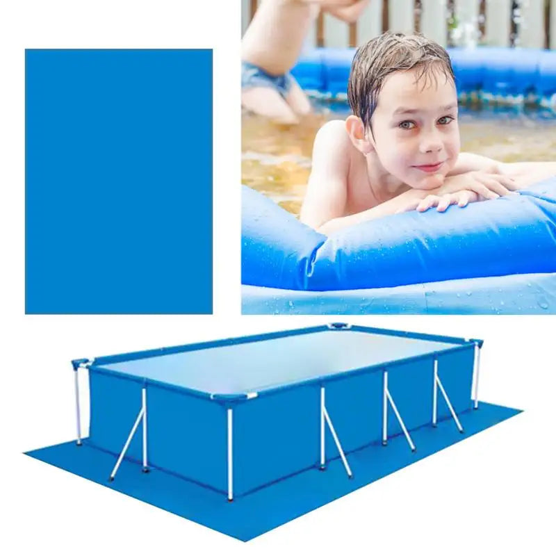 tapis piscine bleu texture tissée protection sol grande taille rectangulaire sans fixation