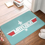 tapis top gun logo avion militaire noir bleu rouge moderne vinyle feutre antidérapant couloir