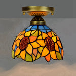 Lampe art déco mosaïque motifs floraux or marron bleu verte vintage chambre salon entree