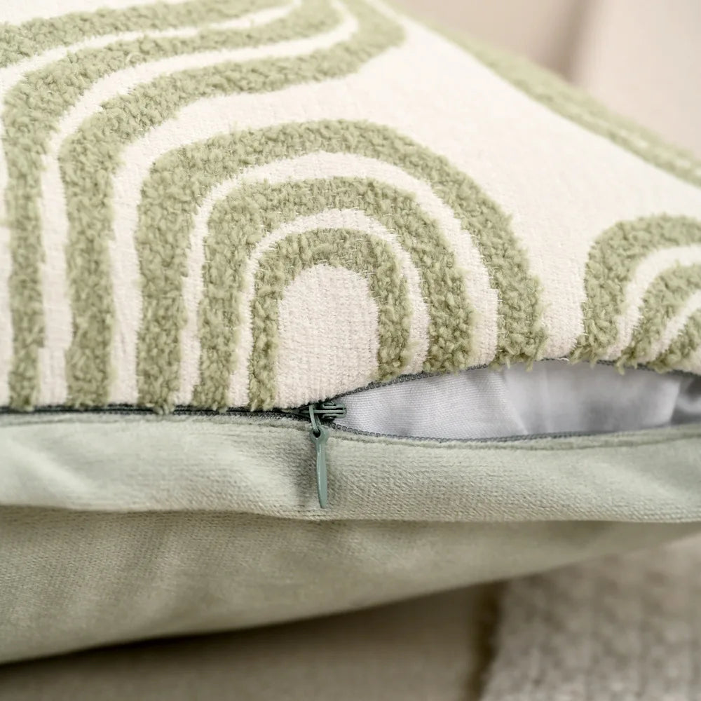 taies d'oreiller polyester jacquard motifs ondulés couleurs neutres moderne ornementales 45x45cm douces