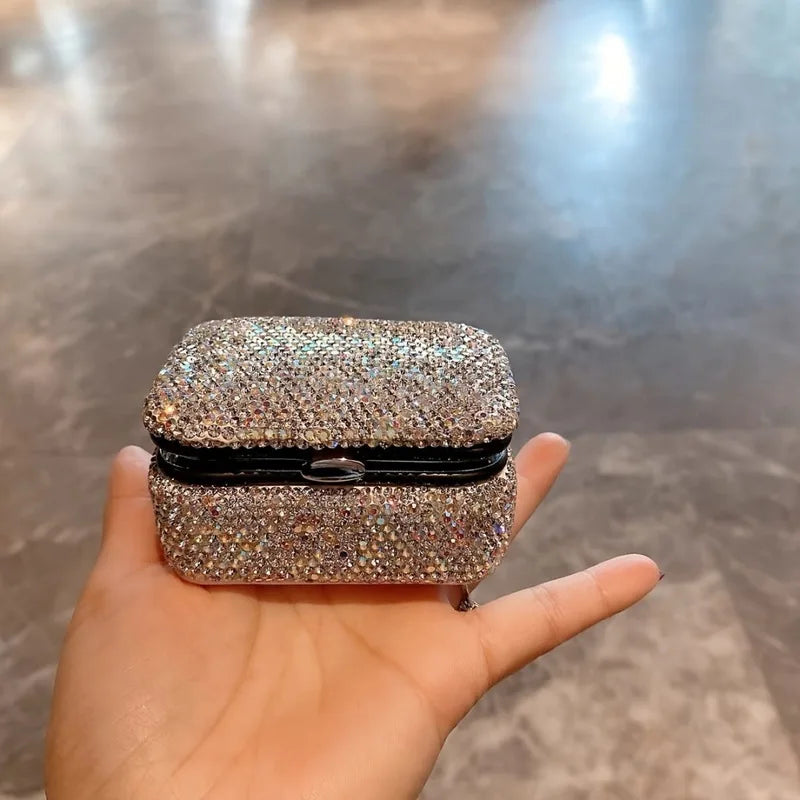 boîte rangement bijoux luxueuse strass argenté doré élégante portable voyage compartiments clicclac