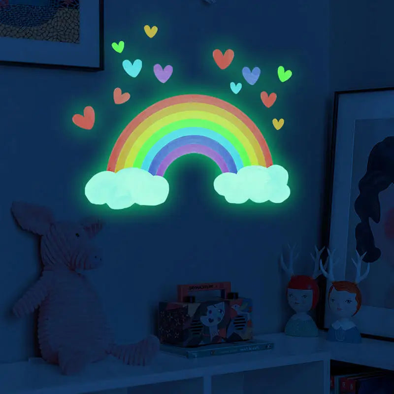 Autocollant mural en forme de nuage et cœur multicolore