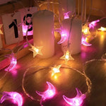 guirlande lumineuse lunes étoiles violet doré décoration chambre salon fêtes vacances 3v batterie led