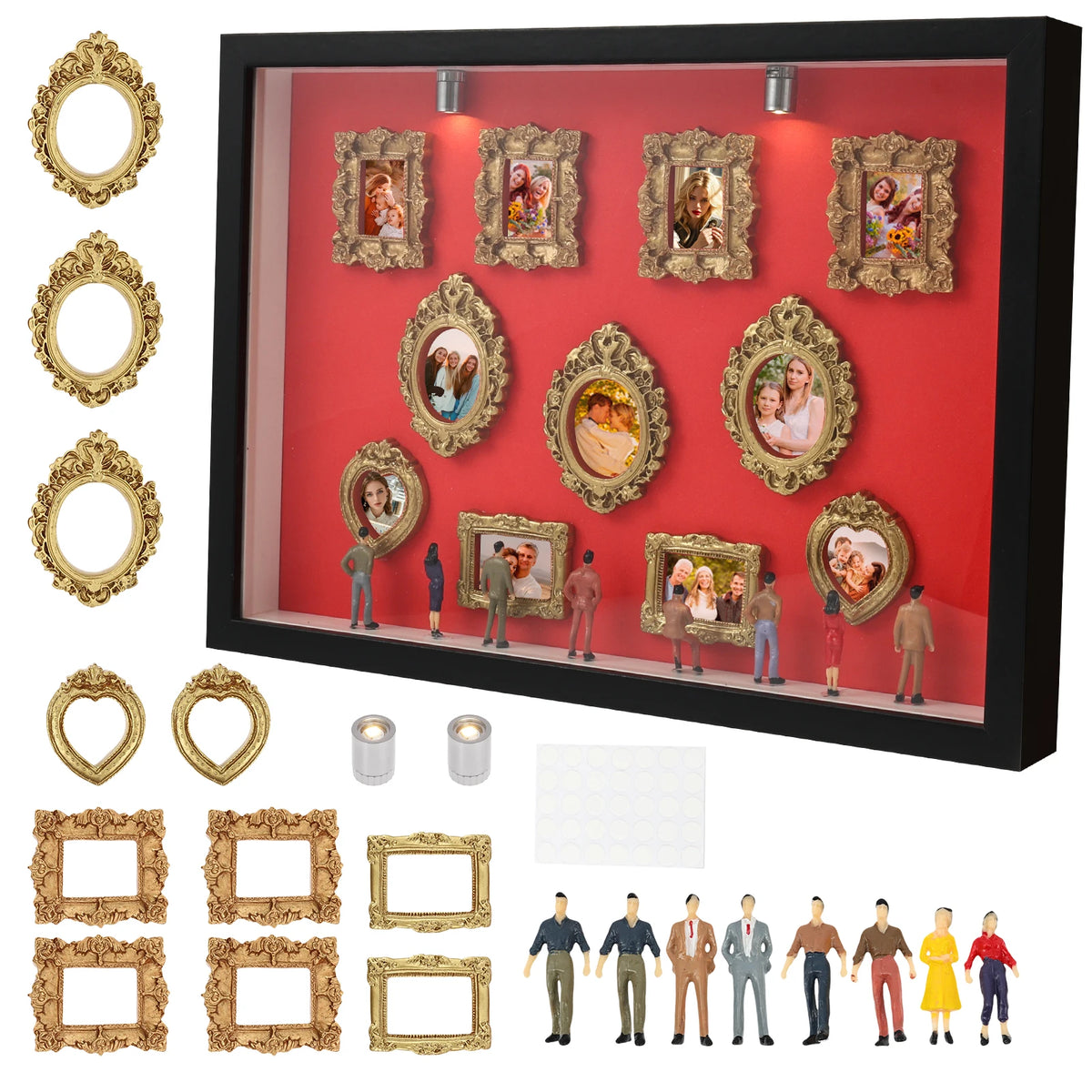 cadres photo miniatures ornementaux classiques statuettes clips lumineuses décoration intérieure vintage