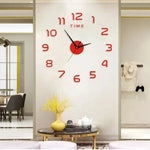 horloge murale moderne miniale aiguille quartz acrylique argentée rouge dorée chambre salon