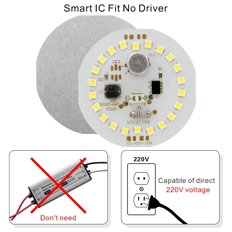 plaque led circulaire diodes blanc moderne 5w 7w 9w 12w 15w 18w 220v