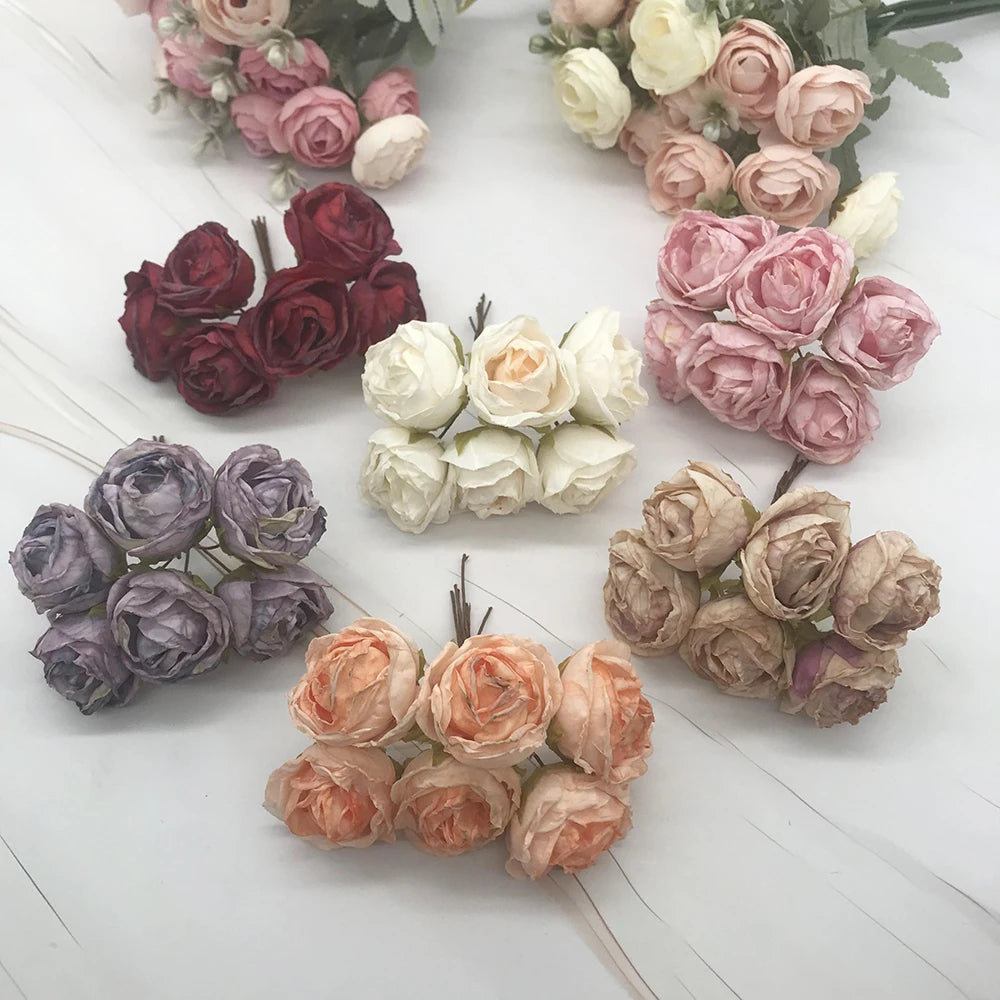 décoration intérieure vintage bouquet roses soie romantique mariage fleurs artificielles feuilles vertes tringle