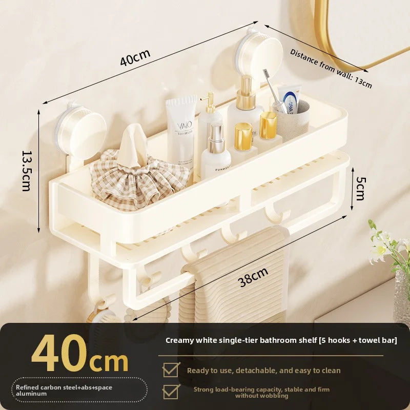 étagère murale salle bain aluminium gris métallisé lisse brillante sans perçage moderne minimaliste 30