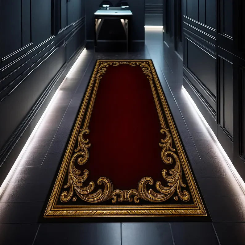 tapis effet illusion fissure 3d moderne marron rouge gris polypropylèneextérieur salon chambre