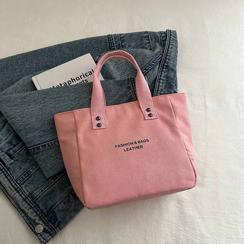 sac main toile polyester couleur rose rouge noir blanc jaune moderne casual poignées fermure