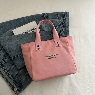 sac main toile polyester couleur rose rouge noir blanc jaune moderne casual poignées fermure