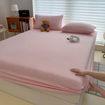 housse lit coton rose clair drap housse matelas simple double king taille réglable