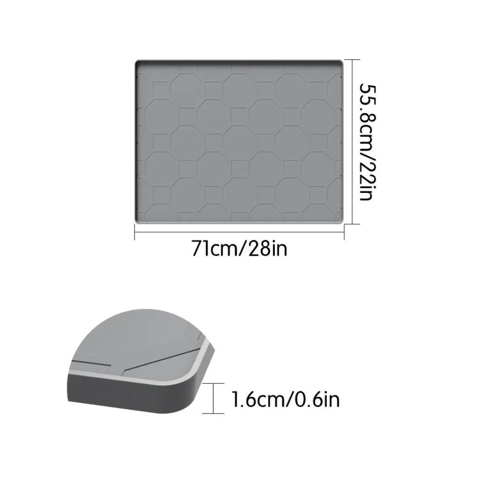 tapis toilette chat gris hexagones moderne imperméable daim easy clean 71x55cm