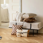 coussin patchwork marron carré moderne 45x45cm amovible lavable decoration maison