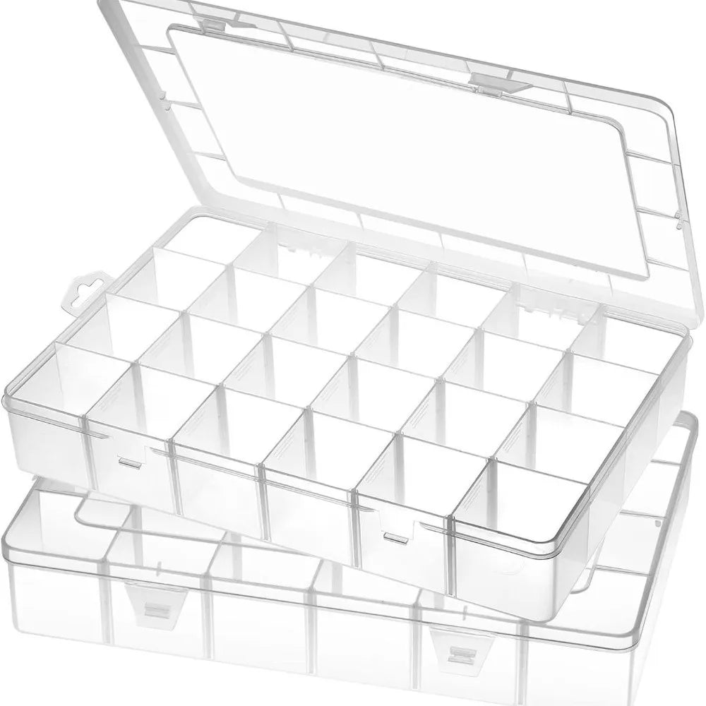 boîtes rangement transparentes 24 compartiments poignées organisation couture broderie accessoires modernes pratiques