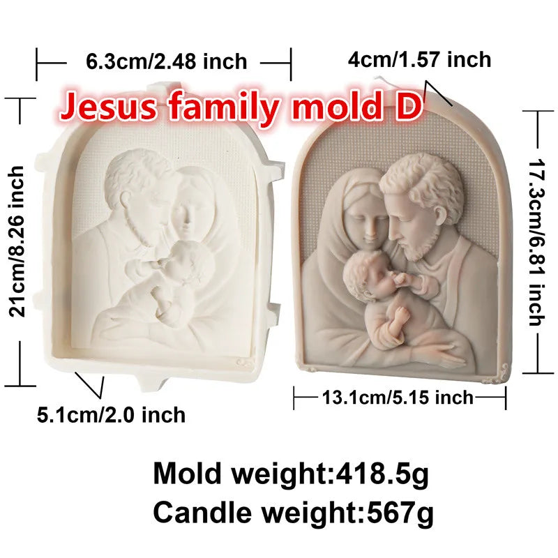 moulages bougies sculptées jésus nativité christ relief classique religieux silicone opaques