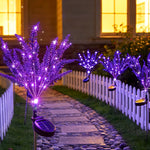 décoration extérieure jardin fleurs lavande led violet feuilles métal solaire ip65 nocturne festive