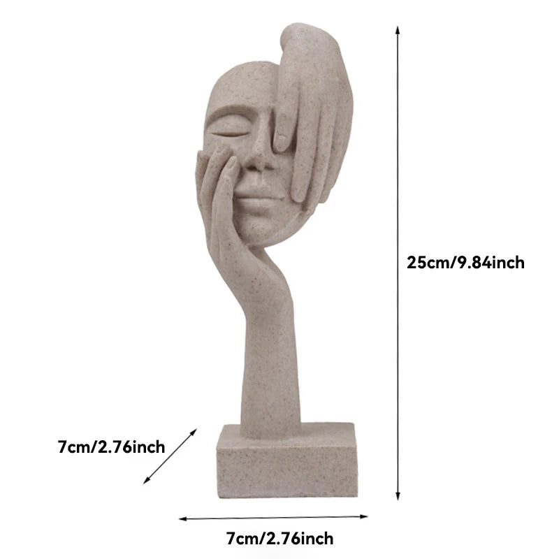 statues sculptées moderne abstrait beige gris statuette granulée résine opaques décoration intérieure chambre