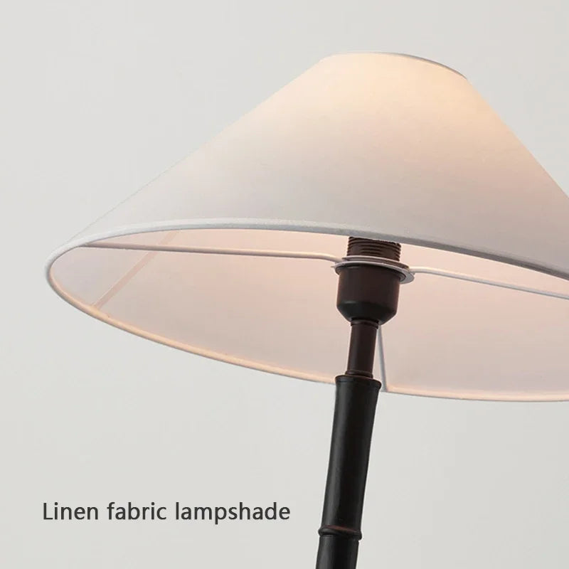 lampe sol moderne bambou noir rayures verticales abatjour tissu 11w led 90260v
