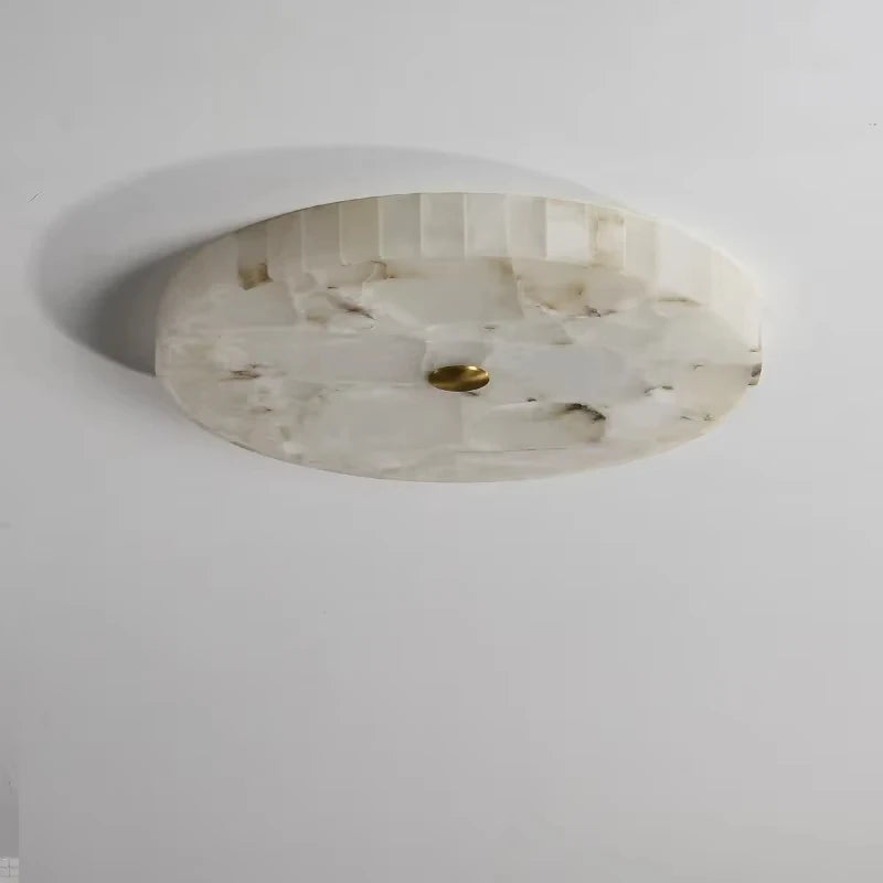 plafonnier moderne led marbre blanc semi transparent texture métal pierre