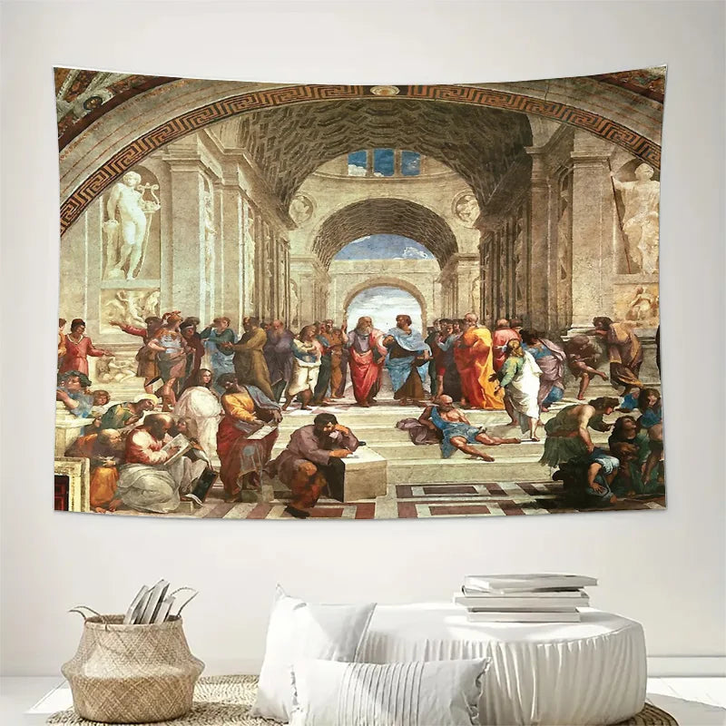 tapisserie murale renaissance personnages architecture antique multicolore deco maison vintage classique