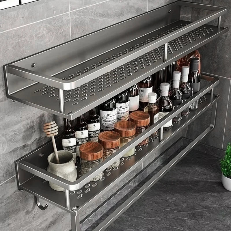 étagère murale métal perforé épices cuisine salle bain moderne couleur cuivre inoxydable