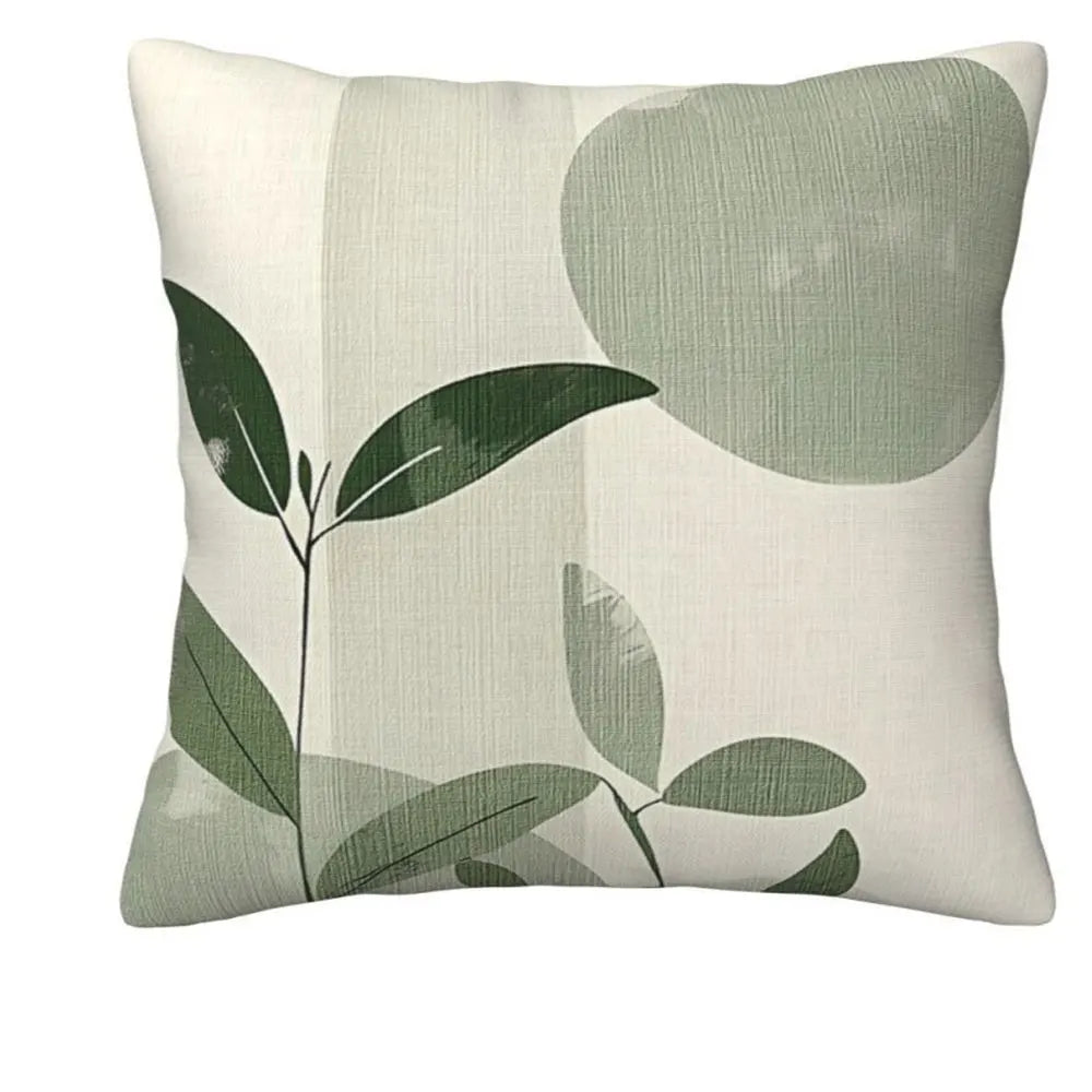 housse coussin polyester motif feuilles vert moderne decoration maison lit salon 40x40cm 45x45cm 50x50cm